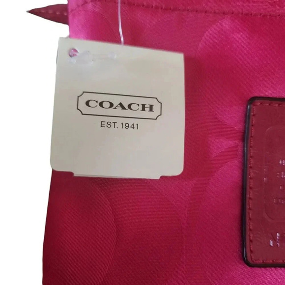 New Coach 2-Piece Signature Getaway Weekender Nylon Packable Pink Berry - Picture 9 of 13
